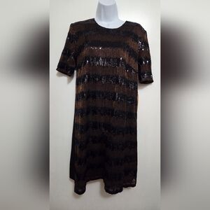 Gibson Latimer Black and Brown Sequin Dress Medium NWT